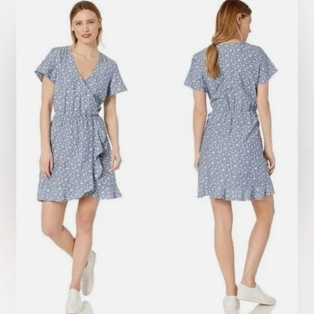 Blue Floral Wrap Dress